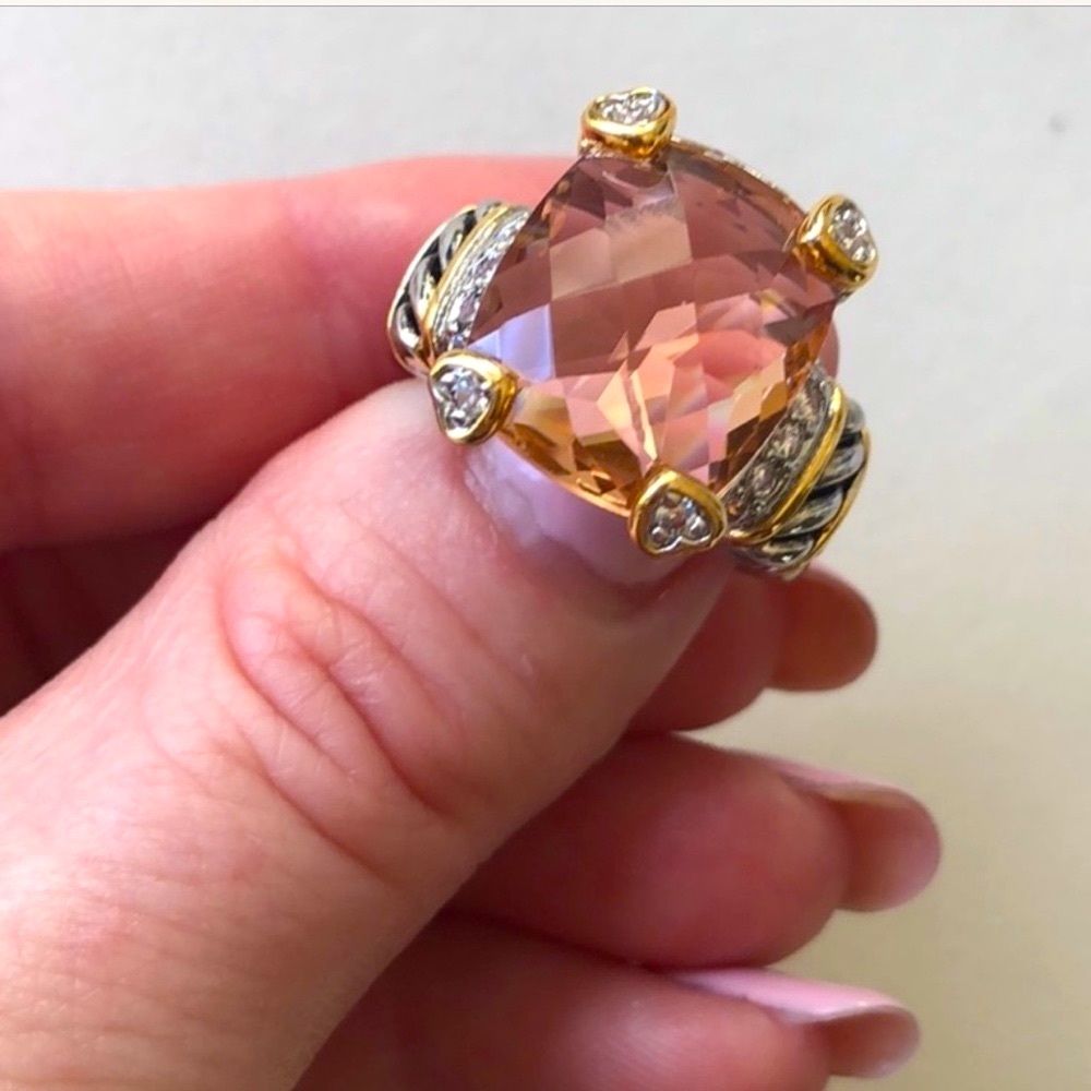 5 🌟Fave! Morganite Sterling Gold Noblesse Ring - Picture 5 of 8